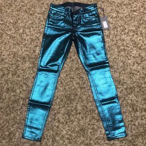 7 For All Mankind metallic satin jeans in size 25